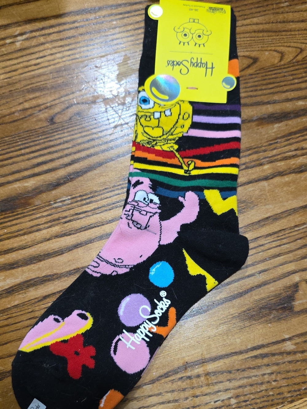 Happy Socks Black Multicolor SpongeBob & Patrick Crew Socks